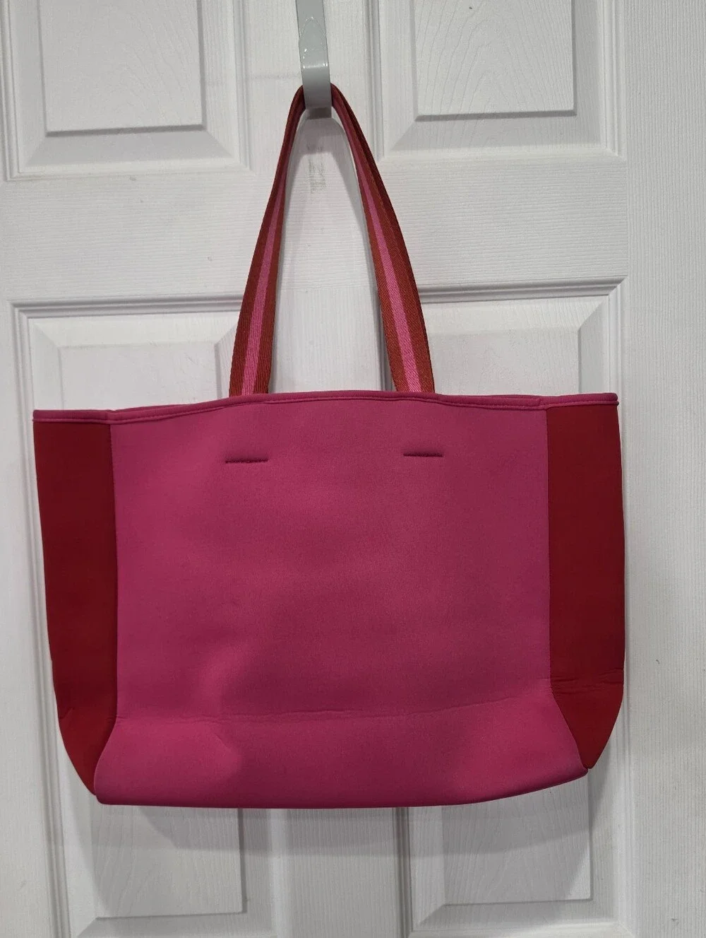 summersalt Red and Pink Striped-Handle Tote